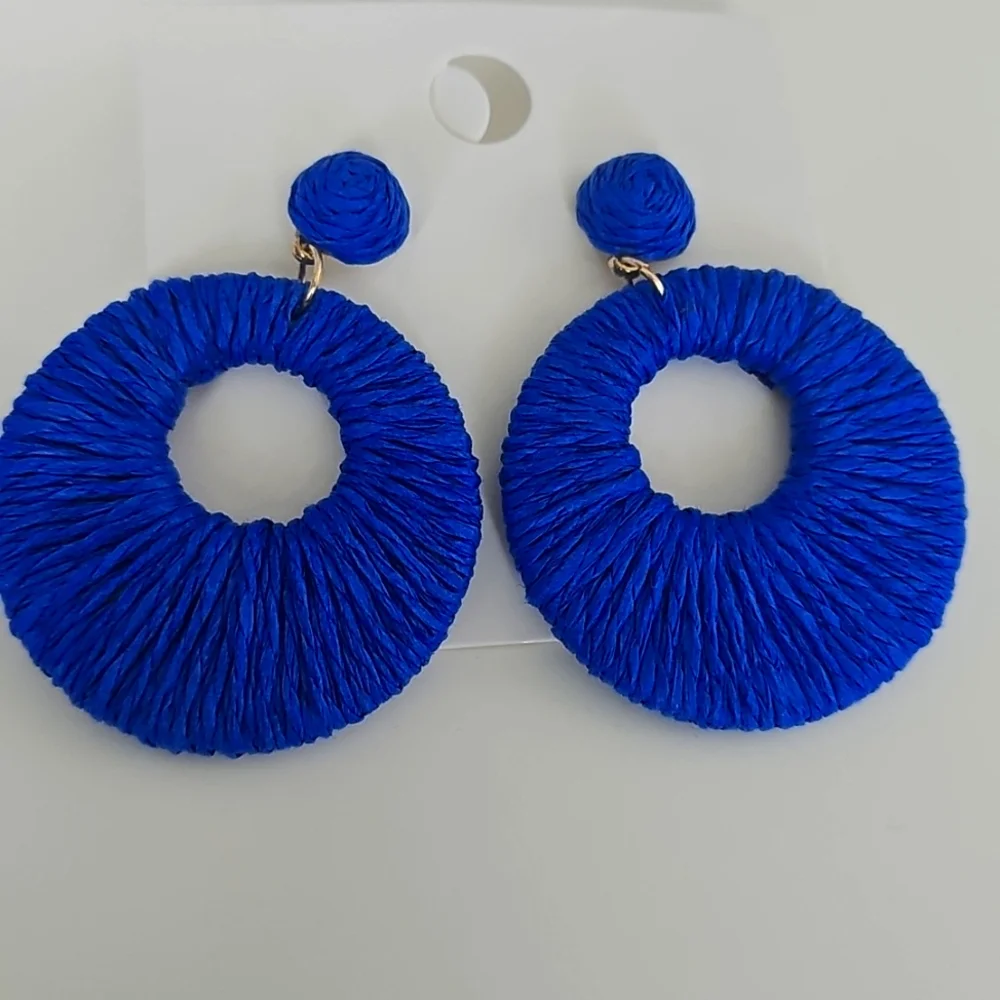 NWT Colbolt Blue Circular Woven Earrings